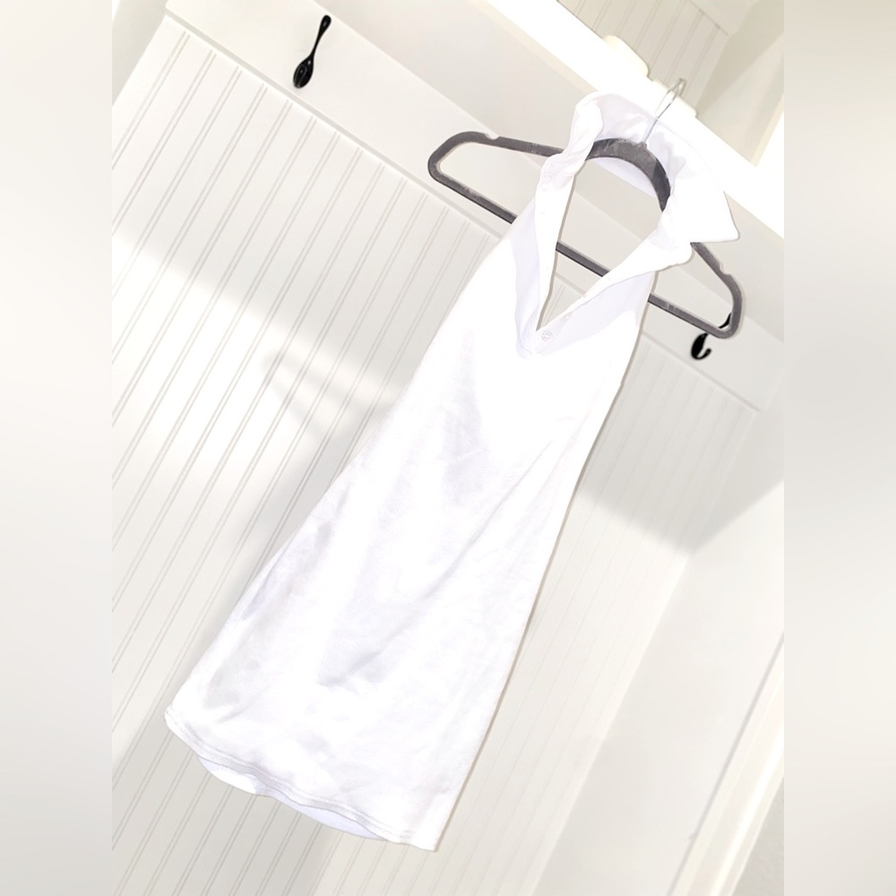 White Collared Halter Polo Mini Dress